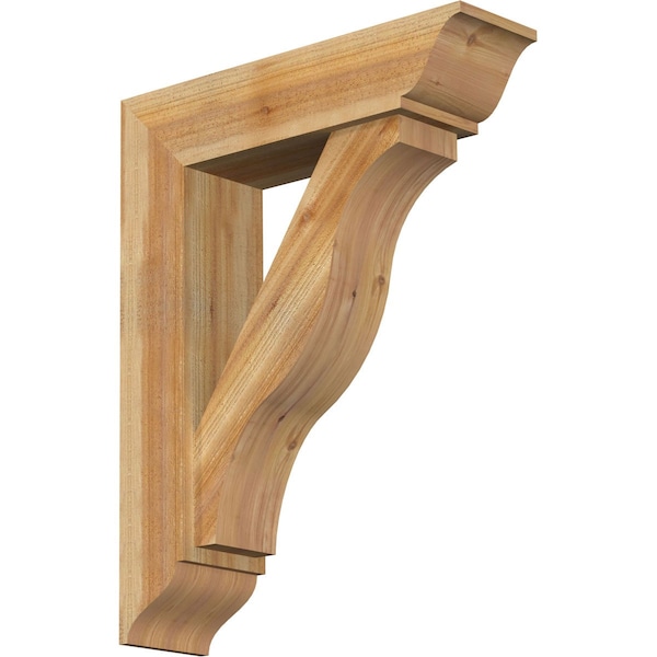 Ekena Millwork Funston Traditional Rough Sawn Bracket w/ Offset Brace, Western Red Cedar, 8"W x 30"D x 38"H BKT0806X30X38FST01RWR - main
